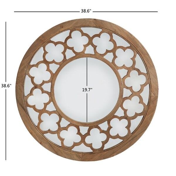 Silas Wood Quatrefoil Cutout Round Wall Mirror by iNSPIRE Q Artisan