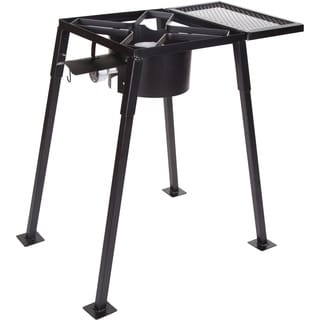 Stansport Single Burner Outdoor Propane Stove with Mesh Shelf - Black - 25.75" L x 15.75" W x 30.5" H