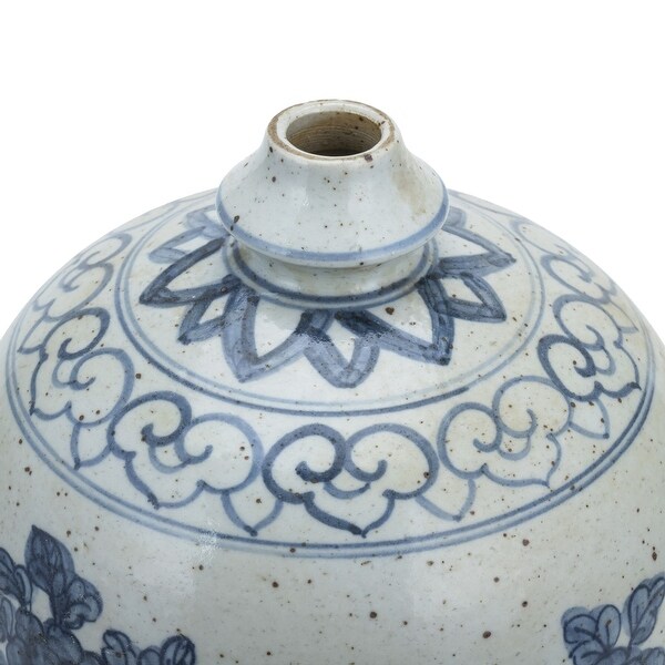 Blue And White Garlic Head Vase Flower Bird Motif