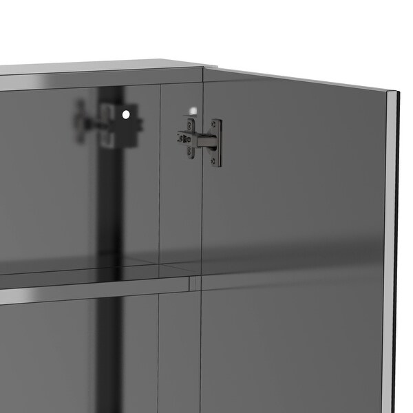 kleankin Stainless Steel Wall Mount Bathroom Medicine Cabinet with Mirror Storage Organizer Double Doors, Silver