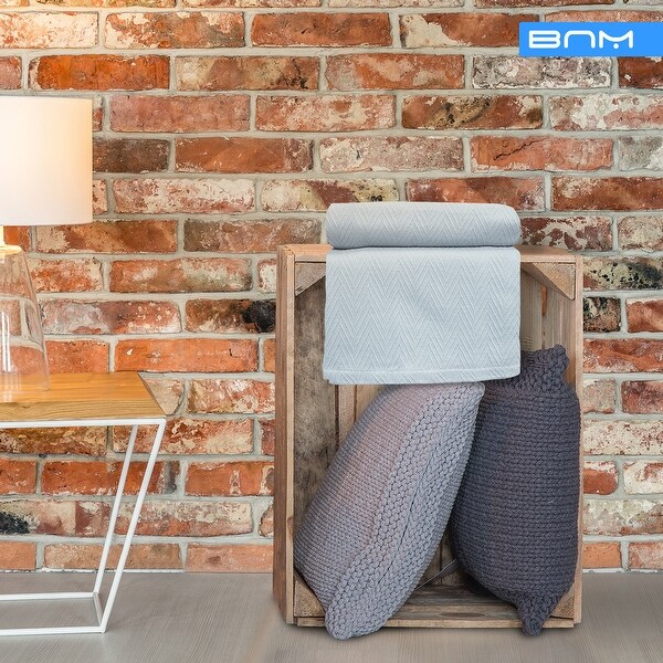 All Season Cotton Chevron Weave Blanket Queen Light Blue