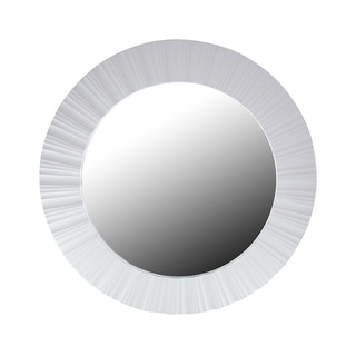 20" White Fluted Waves Round Wall Mirror