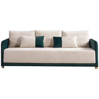 Modern Velvet 3-Seater Sofa with Removable Cushions, Golden Metal Legs, Easy Assembly With Single cushion seat