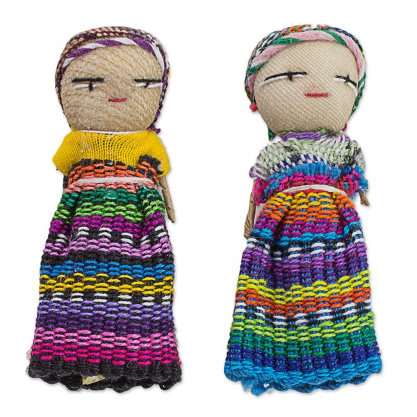 NOVICA Handmade The Worry Doll Gang Cotton Figurine, Set of 12 (El Salvador)
