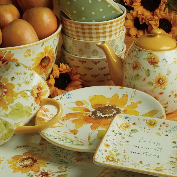 Certified International Sunflowers Forever 22 oz. Ice Cream/Dessert Bowls, Set of 4 - 5.25" Dia x 3"