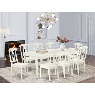 Hardwood Dining Table Set- A Kitchen Table and Dining Room Chairs in Solid Wood Seat with Napoleon Back- (Pieces Option)