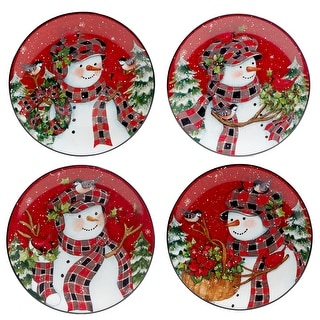 Certified International Christmas Lodge Snowman 9" Salad/Dessert Plates, Set of 4