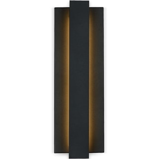 18.7 in. Black Modern/Contemporary LED Outdoor Wall Light Lantern Sconce-Wall Washer - 18.7" H