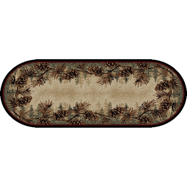 American Destination Mount Le Conte Pine Cone Lodge Rustic Area Rug