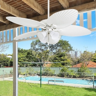 Honeywell Palm Lake 52" White Tropical LED Ceiling Fan with Branch Lighting and Palm Leaf Blades