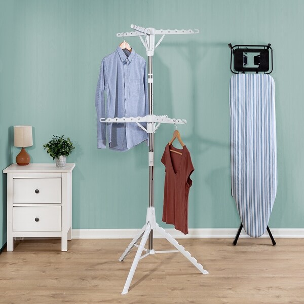 2-Tier Tripod Clothes Drying Rack, White