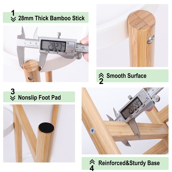 3-Tier Bamboo Plant Stand Flower Succulents Potted with Round White Shelvings