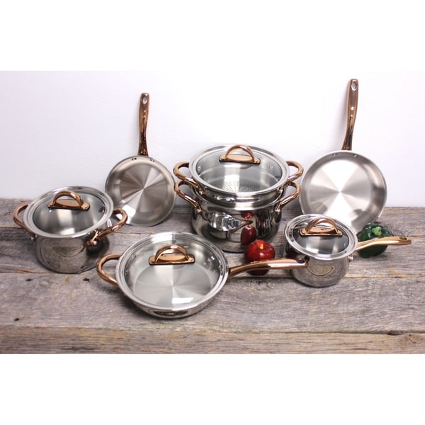 Ouro Gold 11Pc 18/10 SS Cookware Set, Metal Lids