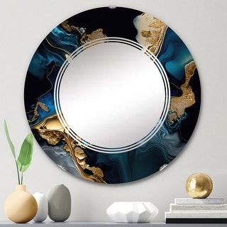 Designart 'Abstract Geode Marble Blue IV' Printed Abstract Marble Wall Mirror