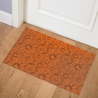 ORANGE MUMS Indoor Floor Mat By Kavka Designs