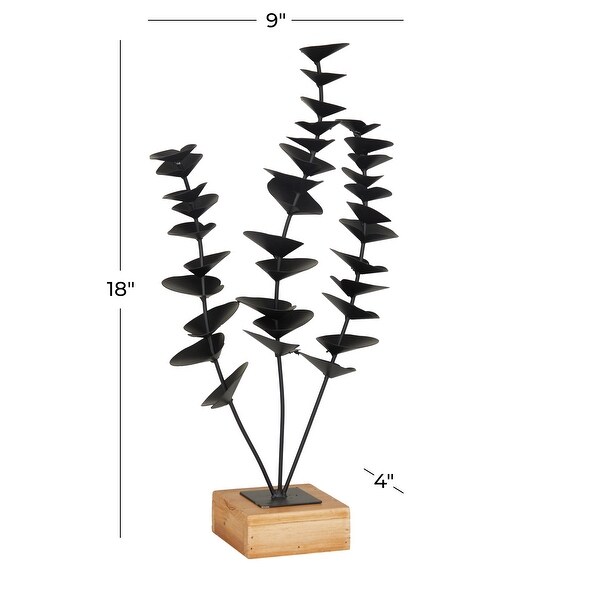 Black Metal Contemporary Floral Sculpture - 9 x 4 x 18