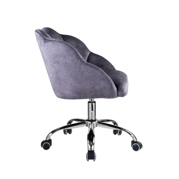 Modern Luxury Style Seashell Pattern Design Swivel & Adjustable Velvet Office Chair with Metal Legs