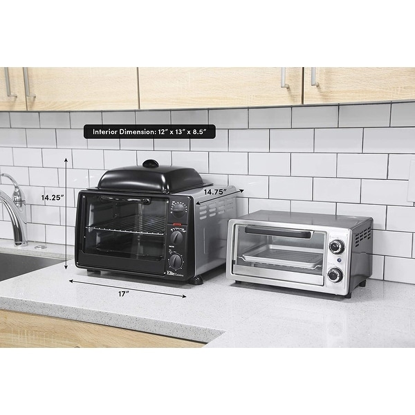 Elite Cuisine 0.8Cu. Ft. Multi-function Toaster Oven with Rotisserie & Grill/Griddle Oven Top