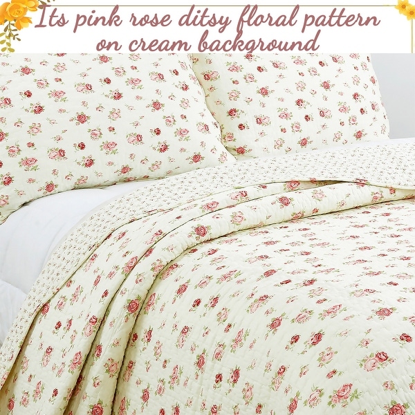 Pink Rose Garden King-size Quilt Set