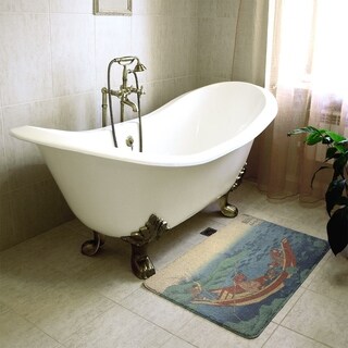Hokusai Boat Among the Lily Pads Bath Mat