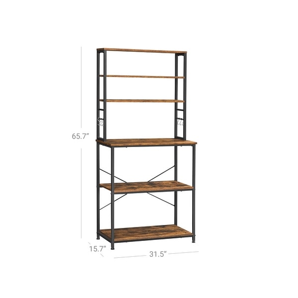 VASAGLE 6-Tier Kitchen Utility Storage Shelf, 6 Hooks , Baker's Rack, Microwave Oven Stand - 15.7"D x 31.5"W x 65.7"H