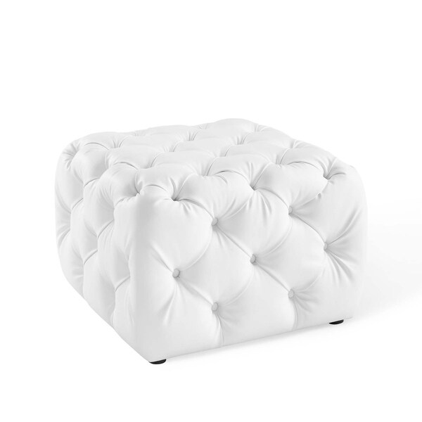 Anthem Tufted Button Square Faux Leather Ottoman