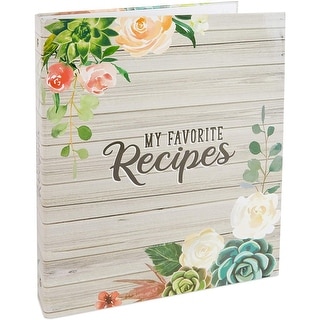 3 Ring Recipe Binder with Dividers, Pockets, Stickers (10 x 11.5 in.)