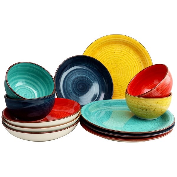 4 Assorted Colors Speckled Dinnerware Set 12 Pieces