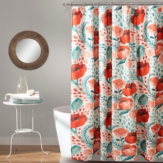 Porch & Den Egger Poppy Pattern Shower Curtain