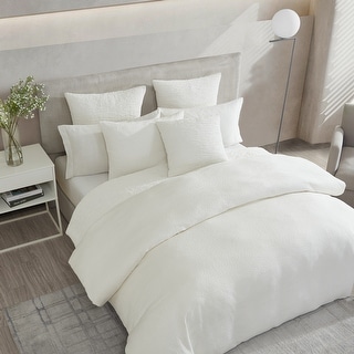 Vera Wang Abstract Roses Ivory 100% Cotton Duvet Cover & Sham Set