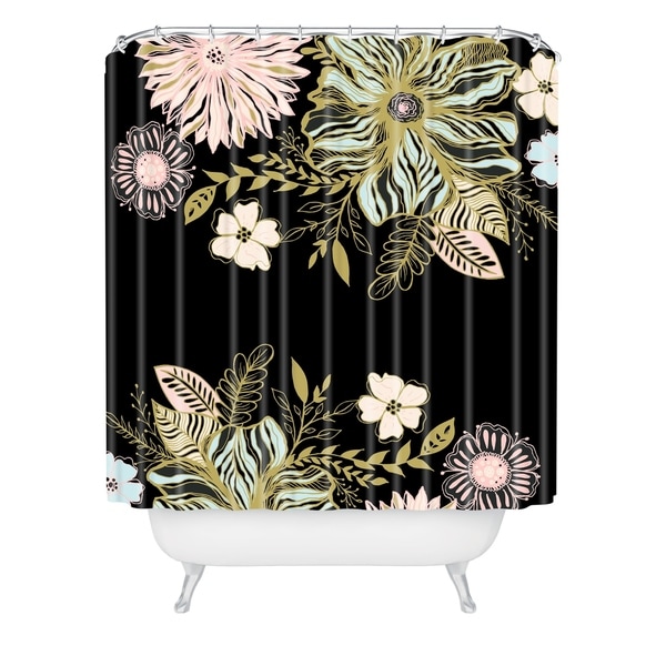 Deny Designs Pastel Floral Dark Shower Curtain