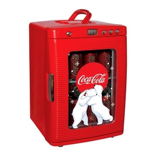 Coca-Cola Polar Bear 28 Can Cooler/Warmer w/ 12V DC and 110V AC Cords, 25L (26 qt) Mini Fridge, Red
