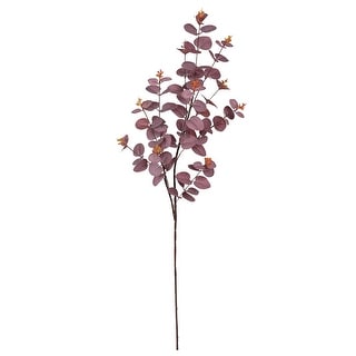 Set of 3 Burgundy Artificial Eucalyptus Leaf Stem Plant Greenery Foliage Spray Branch 36in - 36" L x 10" W x 7" DP