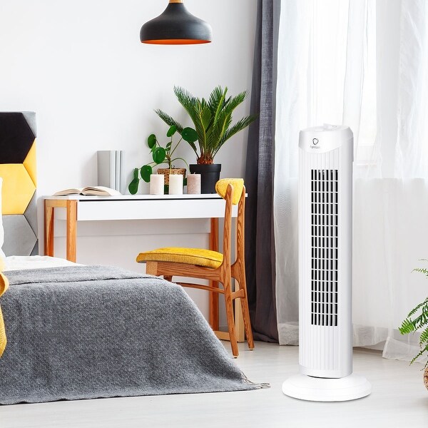 28" Oscillating Tower Fan 3 Wind Outlet Speed Space Cooling 35W