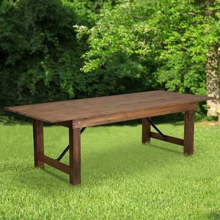 8' x 40" Rectangular Antique Rustic Solid Pine Folding Farm Table - 40"W x 96"D x 30"H