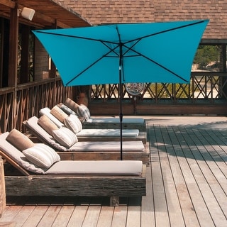 FLAME&SHADE 6.5 x 10 ft Rectangle Market Patio Umbrella with Tilt