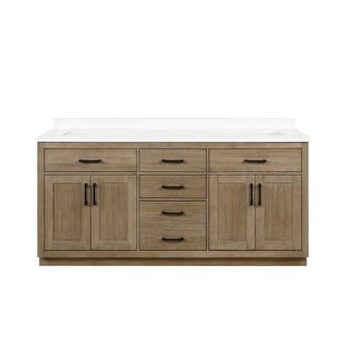 OVE Decors Bailey 72 in. Double sink Bathroom Vanity in Driftwood Oak with Power Bar