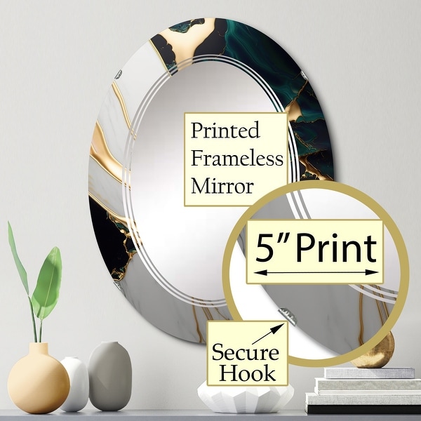 Designart 'Abstract Geode Gold And Green Marble II' Printed Abstract Marble Wall Mirror