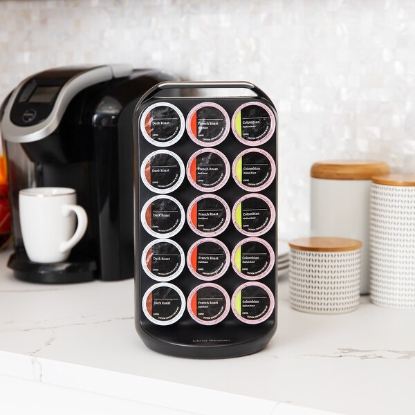 Mind Reader Anchor Collection, Single Serve Coffee Pod Storage Carousel, 30 Coffee Pod Capacity, Countertop Organizer, Black