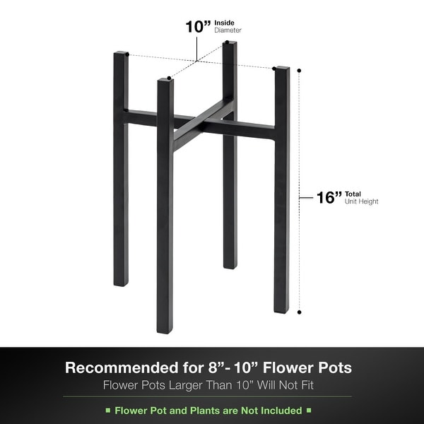Tall Flower Pot Stands Indoor Outdoor Metal Potted Plant Holder Fits Up to 10 Inch Planter Planter Not Included - 10 Inch