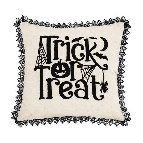 Trick Treat Black And White Embroidered Throw Pillow
