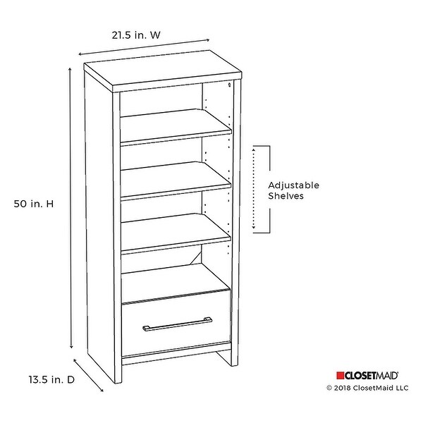 ClosetMaid 165100 Decorative Storage Tower Bookcase with Drawer, White (2 Pack) - 130