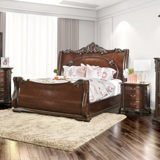 Kow Traditional Cherry Cal King Solid Wood 2-Piece Sleigh Bedroom Set by Furniture of America