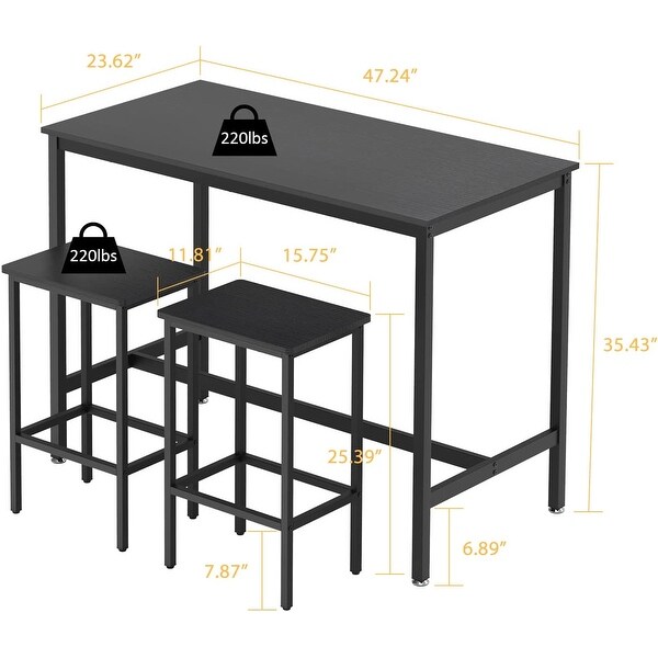 3-Piece Dining Table Set, Bar Table and Chairs Set
