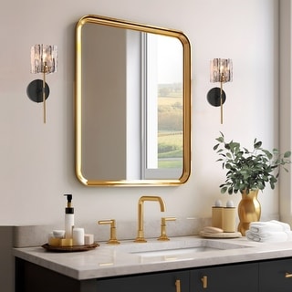 Kasy Mid-Century Modern 1-Light Glam Bathroom Vanity Light Smoke-gray Glass Wall Sconce - Grey Smoke&Gold - 4.7"L x 5.9"W x 15"H