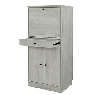 Spacious Wooden Wine Cabinet with Drop Down Storage and Double Door Cabinet, White