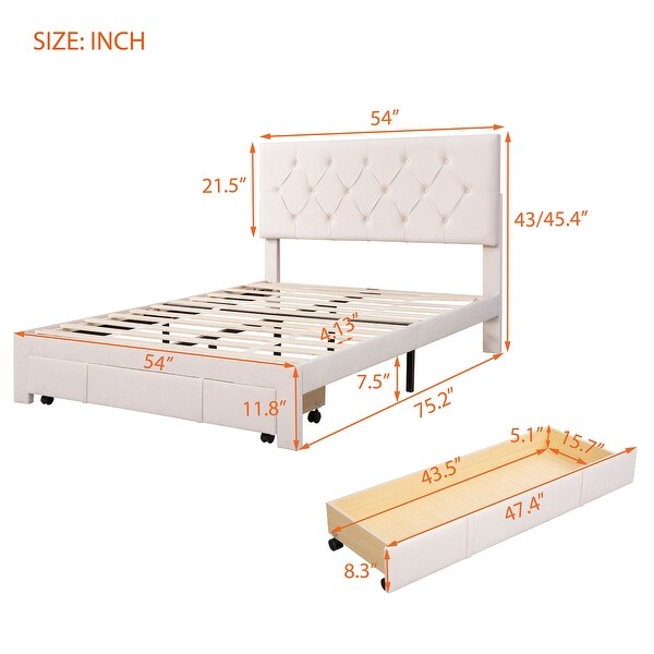Full Size Storage Bed Velvet Upholstered Platform Bed