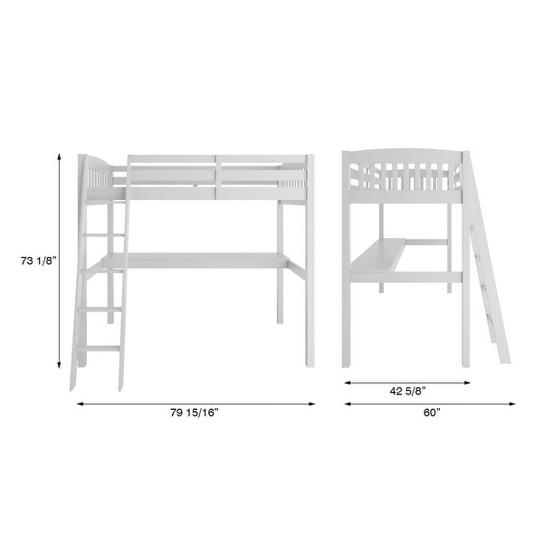 Yes4Wood Everest High Loft Full Bed with Desk and Storage, with Stairs for Toddlers Assembled in Sturdy Solid Wood