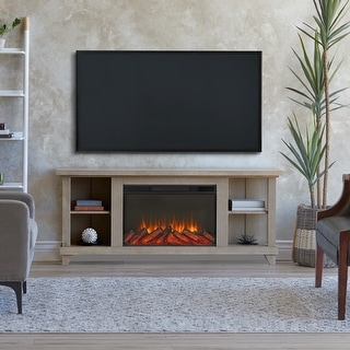 Penrose 58" Slim Electric Media Fireplace in Driftwood by Real Flame