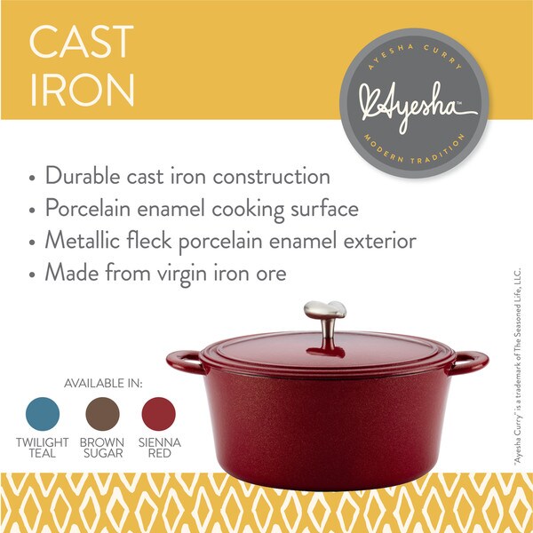 Ayesha Curry Cast Iron Enamel Skillet with Pour Spouts, 10-Inch